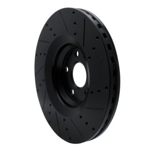 Audi TTS Brake Rotor (1) - Front Left - R1 Concepts - Drilled & Slotted - Black - `12-`15